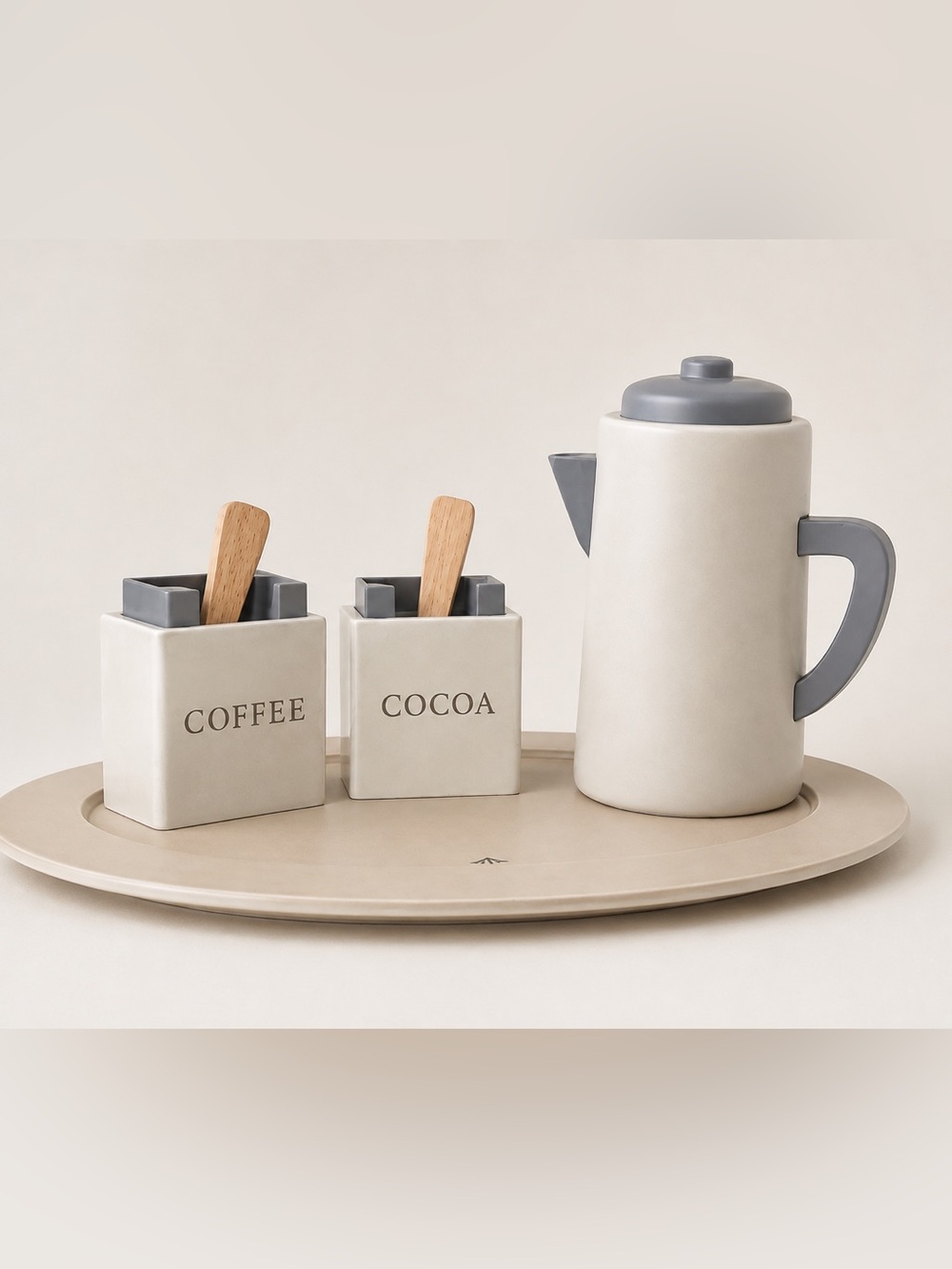 Hearth & Hand Wooden Toy Coffee & Cocoa Set w/ Wood Pitcher & Tray